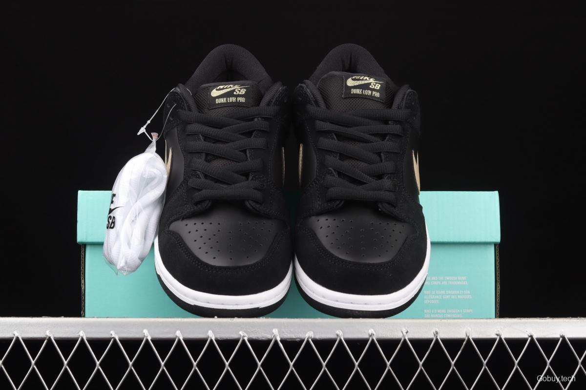 NIKE SB DUNK Low black and white gold dunk series low side leisure sports skateboard shoes BQ6817-002