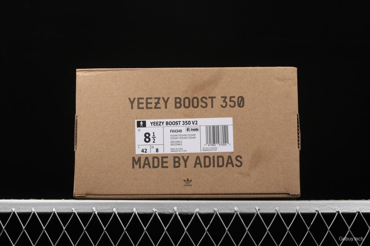 Adidasidas Yeezy Boost 350 V2 Tailgate FX4349 Darth Coconut 350 second generation hollowed-out Asian gray star color BASF popcorn