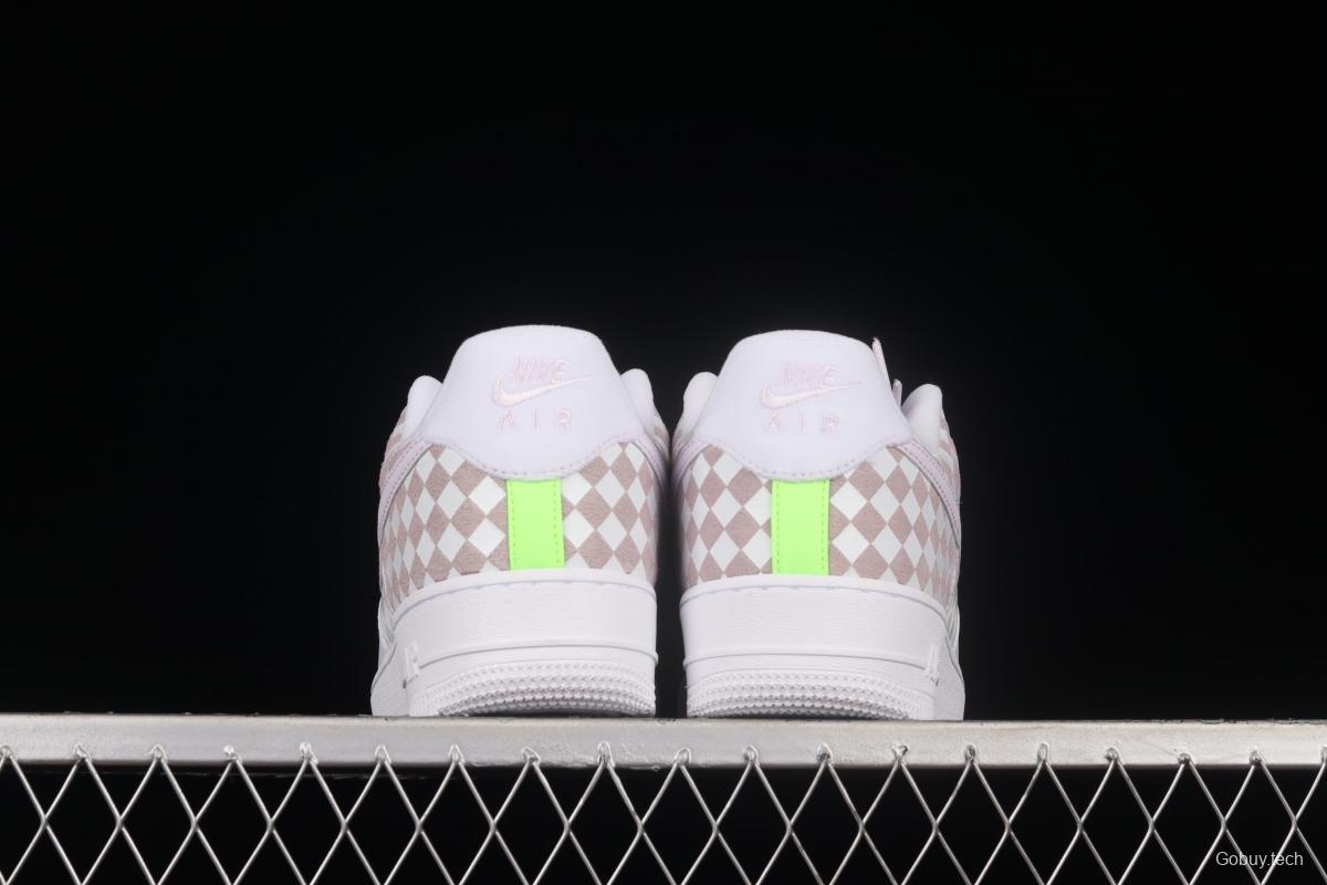 NIKE Air Force 1x 07 Low chessboard white and purple low-top casual board shoes CJ9700-500