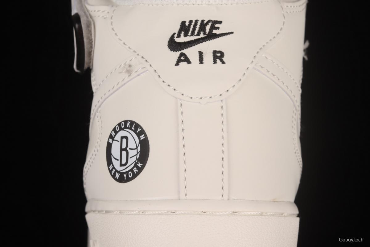 NIKE Air Force 1x 07 Mid rice black and white Brooklyn Nets city limited casual board shoes NT2969-013