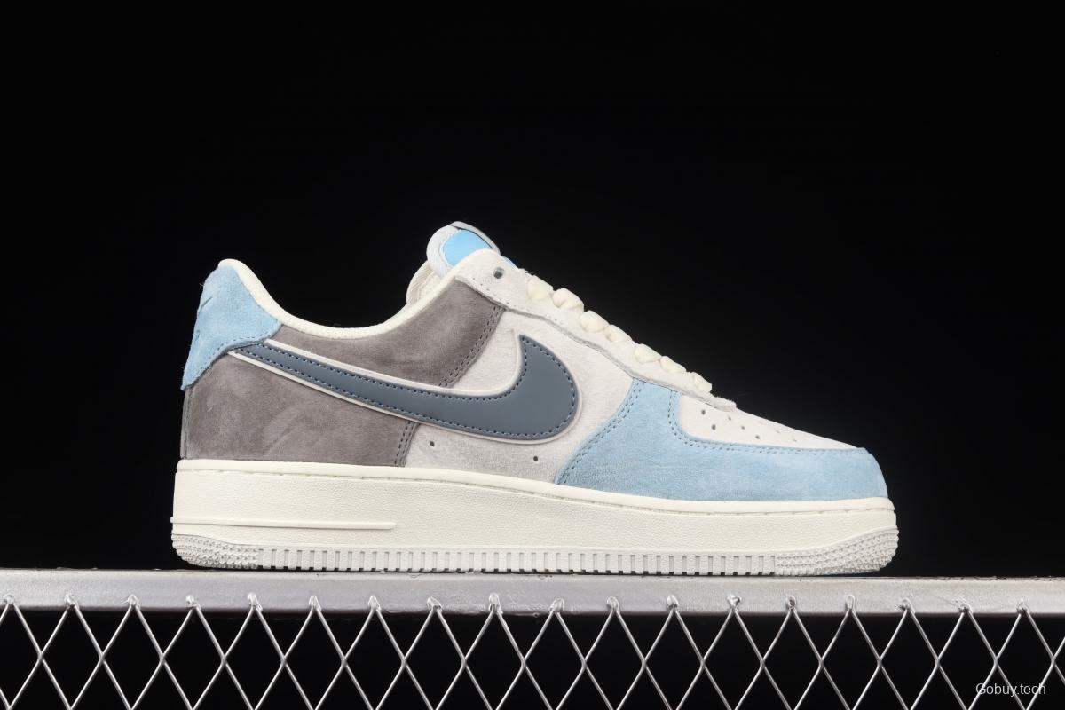 NIKE Air Force 1x07 light gray-blue color matching low-top casual board shoes LZ6699-523