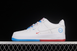 NIKE Air Force 1'07 Low Philadelphia 76ers white, blue and red low-top casual sneakers AI5958-300