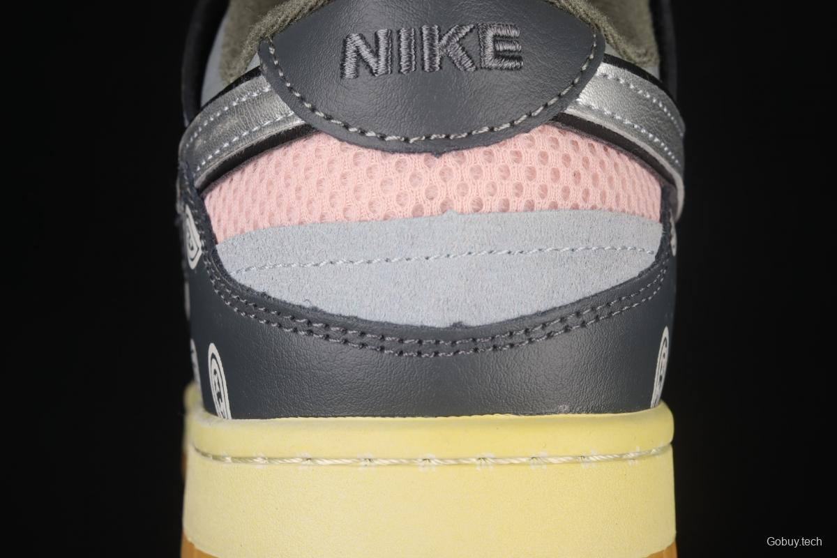 NIKE DUNK Scrap stitching and stitching low upper skateboard shoes black gray silver DB0500-200