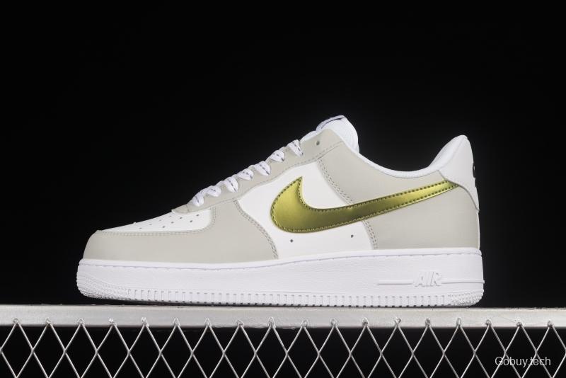 NIKE Air Force 1'07 Low White Gold Low Top Casual Sports Sneakers DC9029-100