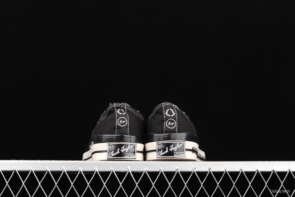 Fragment x Moncler x Converse 1970 S Fujiwara Hiroshi Fujiwara Lightning co-signed Chen Weiting the same black-and-white graffiti classic low-top canvas shoes 172320C