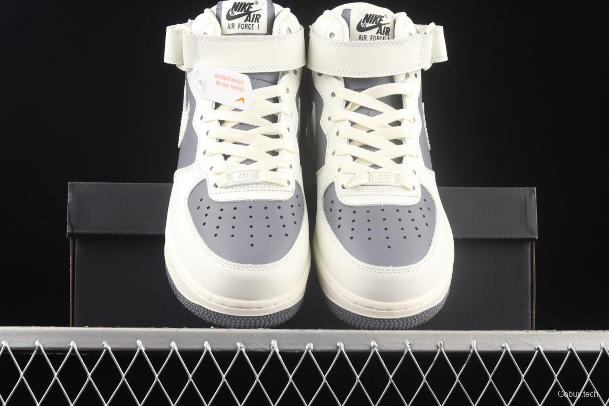 NIKE Air Force 1 Mid'07 Rice White Grey medium-top casual board shoes LZ6819-609