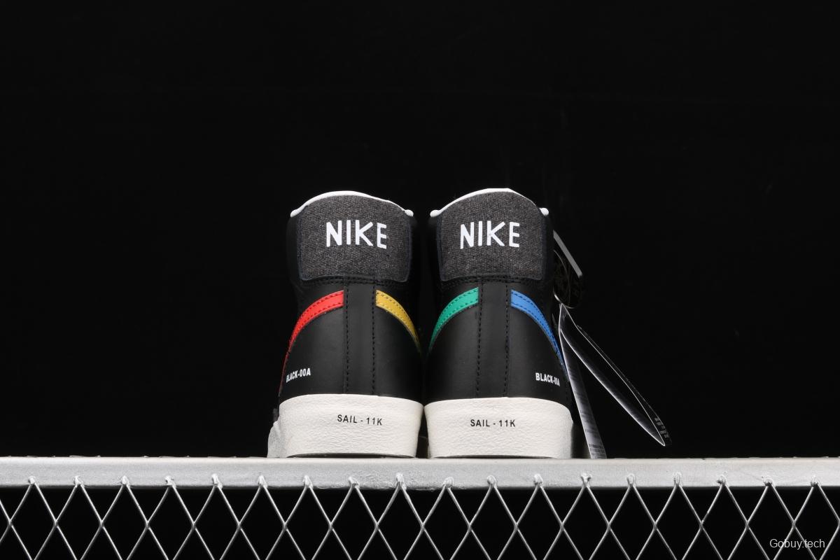 NIKE Blazer Mid'77 Trail Blazers four-color hook black high-top casual board shoes DA2142-046