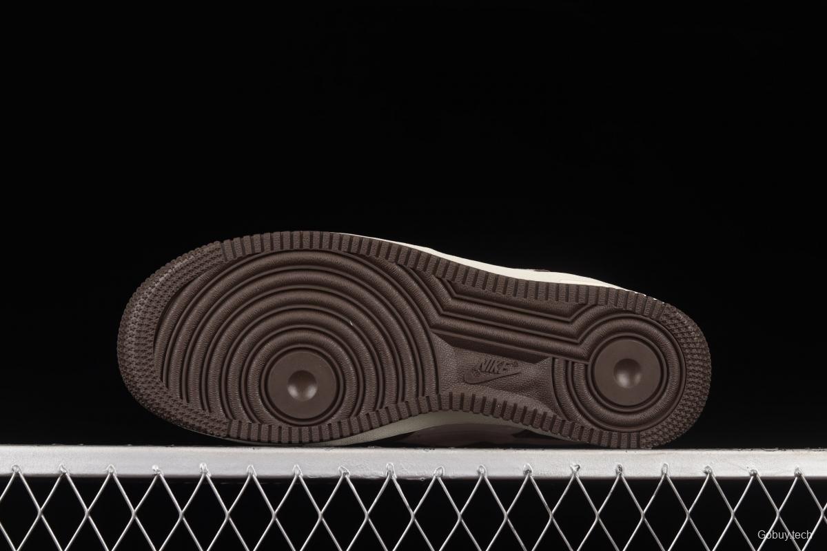 NIKE Air Force 1o07 Low white mocha sail leather spliced low-top casual board shoes NT9988-818