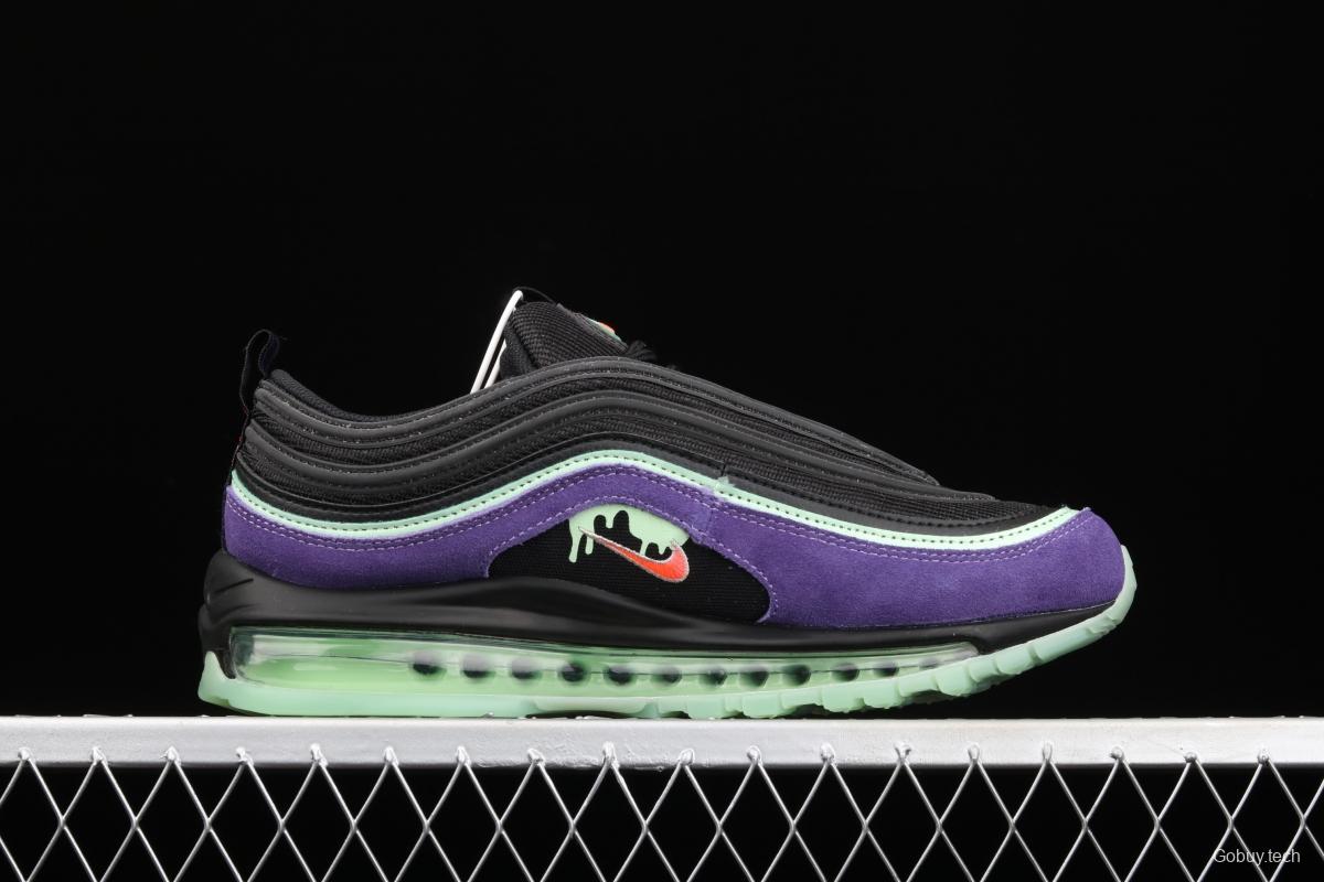 NIKE Air Max 97 Slime Halloween black and purple air cushion running shoes DC1500-001