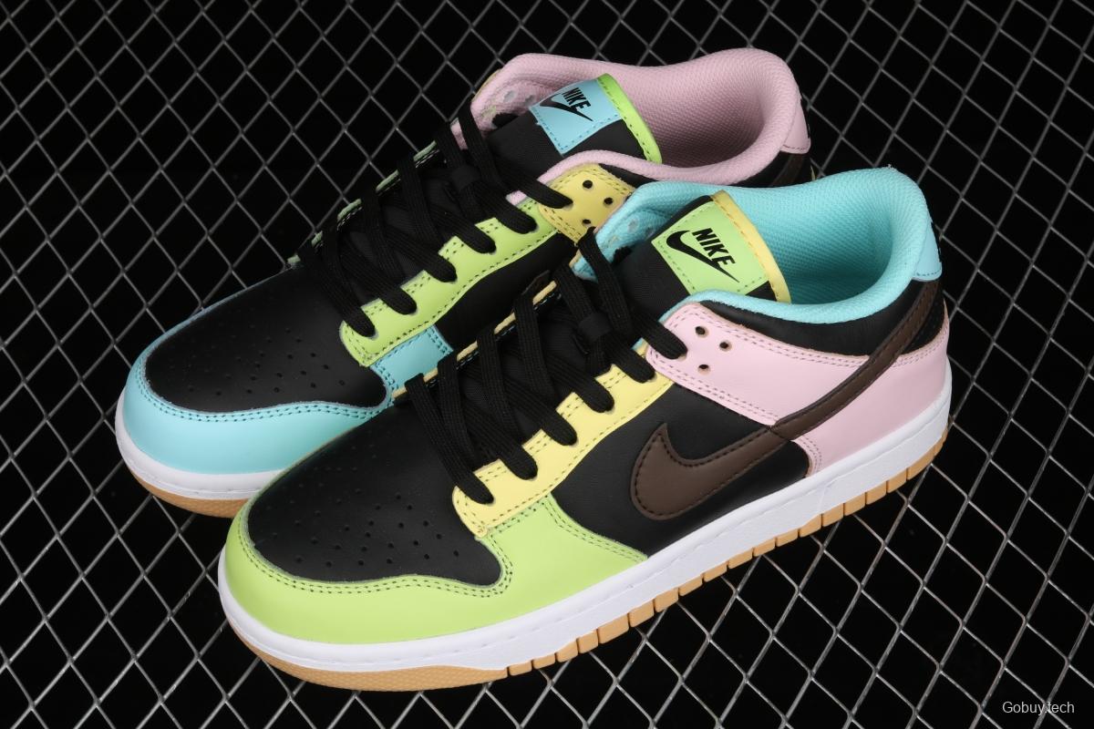 NIKE DUNK Low Free 99 SB buckle backboard black, blue and yellow color spliced mandarin duck DH0952-001