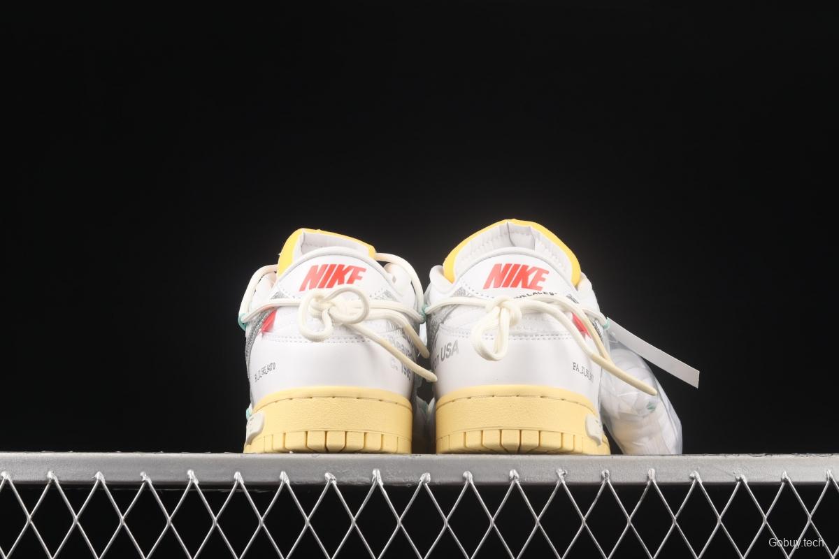 OFF-White x NIKE DUNK Low OW white and gray leisure sports skateboard shoes DM1602-127,