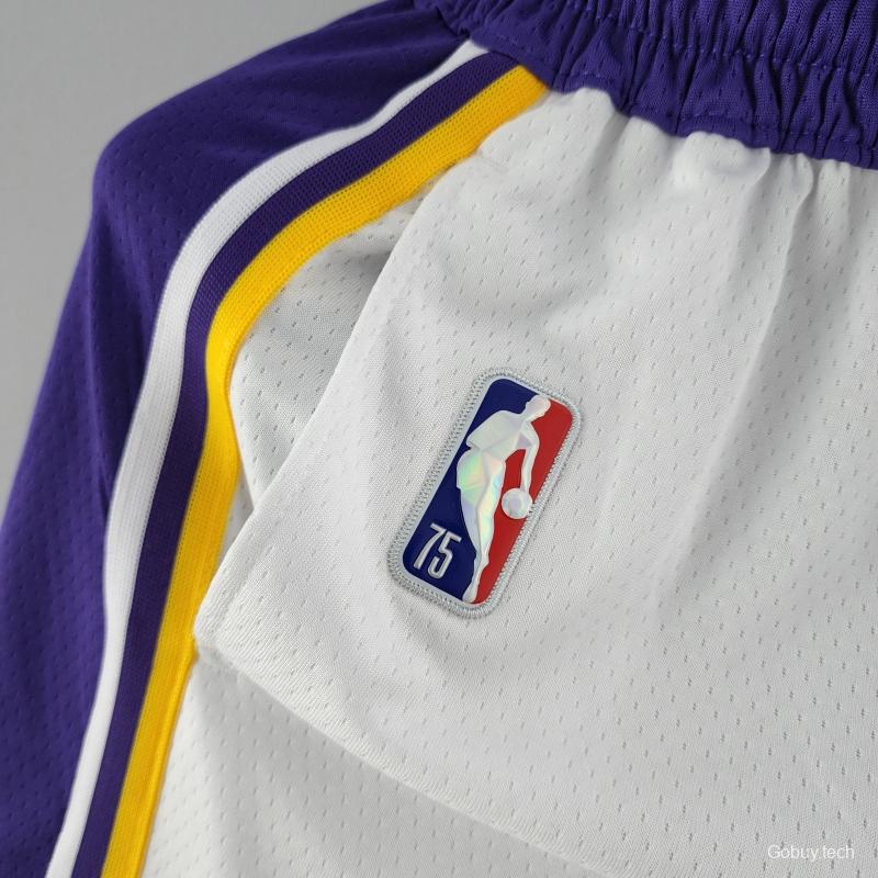 75th Anniversary Los Angeles Lakers White NBA Shorts 