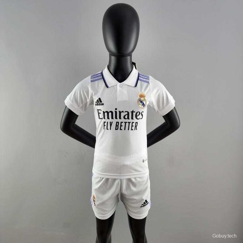 22/23 Kids Kit Real Madrid Home Size：16-28 Soccer Jersey