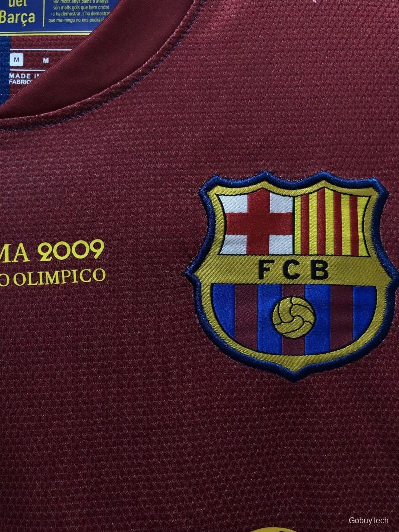 Retro 08/09 Long SLeeve Barcelona Home Champions Version Soccer Jersey