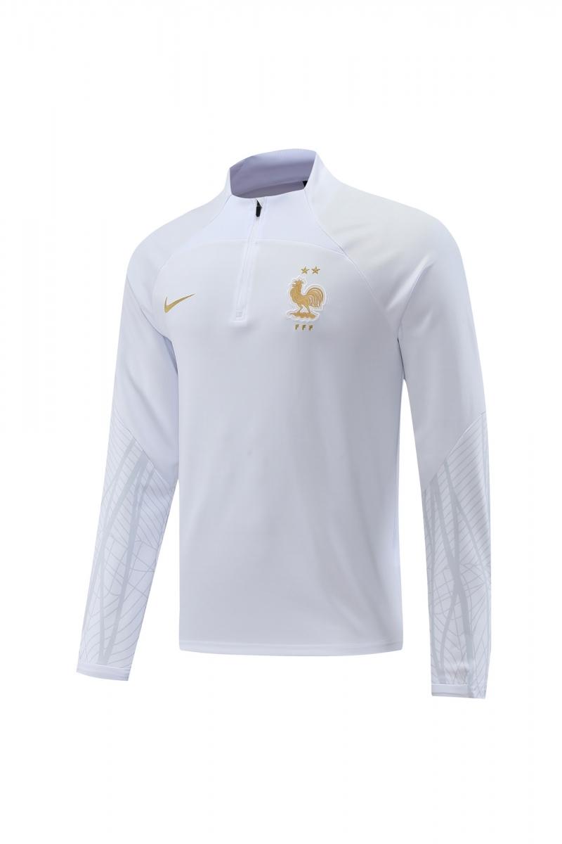 2022 France White Half Zipper Tracksuit