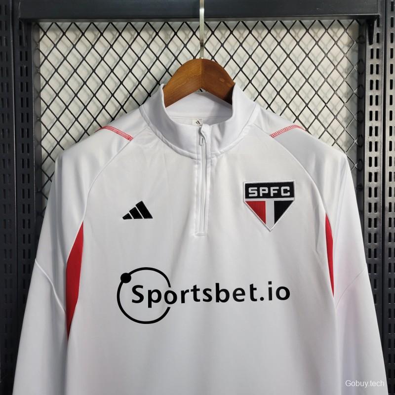 23-24 Sao Paulo White Red Full Zipper Training Jacket