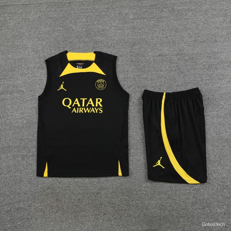 23-24 PSG Black Vest Jersey+Shorts