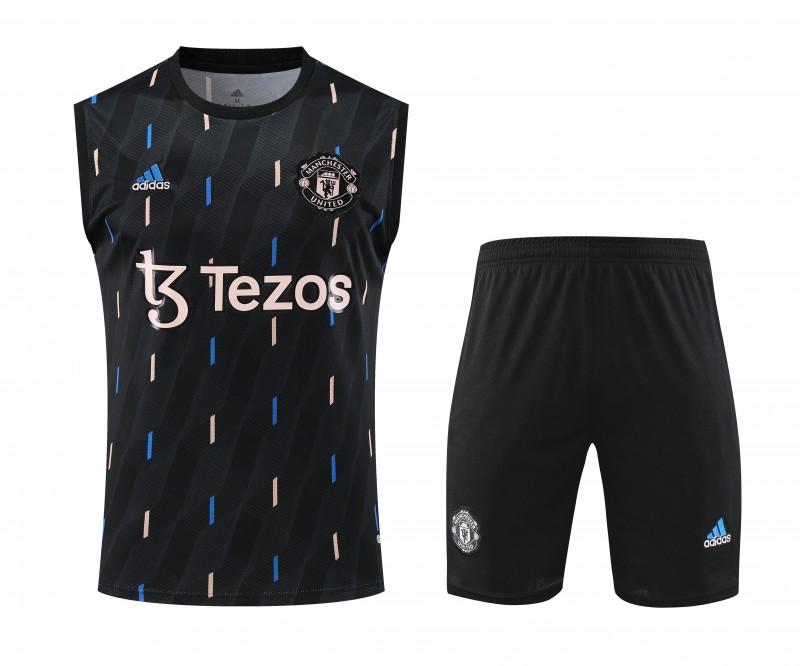 23-24 Manchester United Black Vest Jersey+Shorts