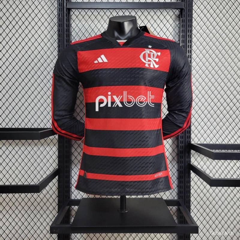Player Version 24/25 Flamengo Home Long Sleeve Jersey+ All Sponsored