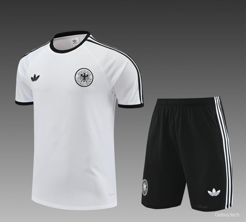 2024 Germany White Cotton Short Sleeve Jersey+Shorts