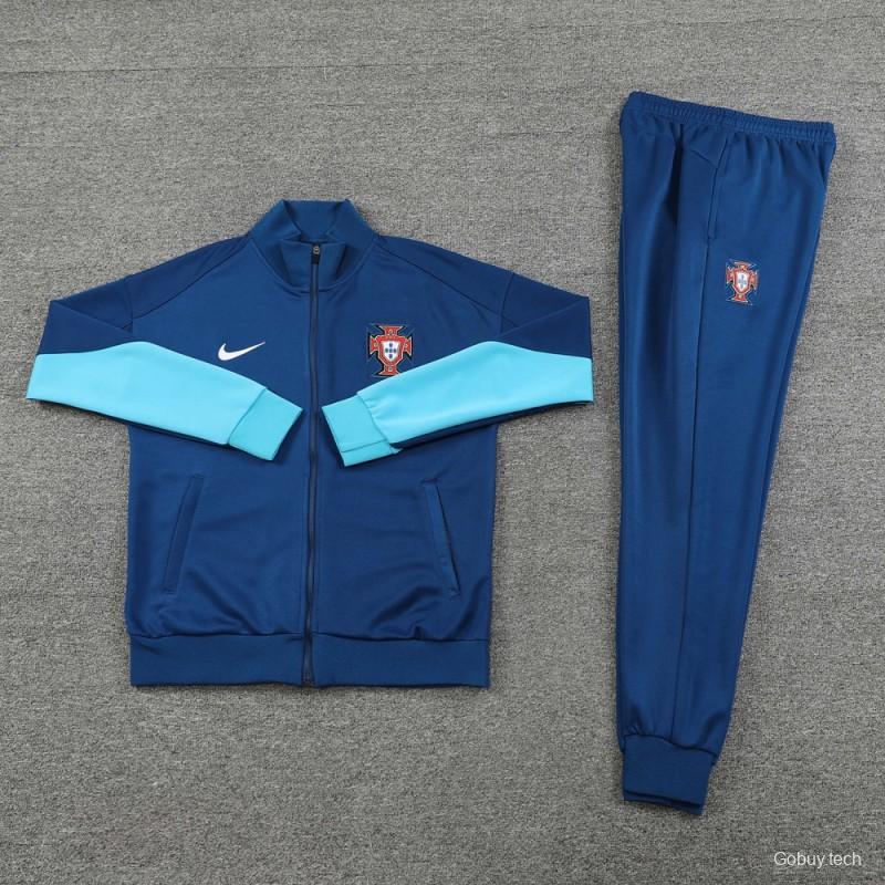 2024 Portugal Navy Full Zipper Jacket +Long Pants