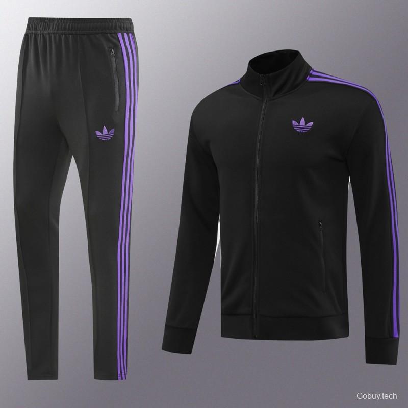 24/25 Adidas Original Black/Purple Full Zipper Jacket +Long Pants