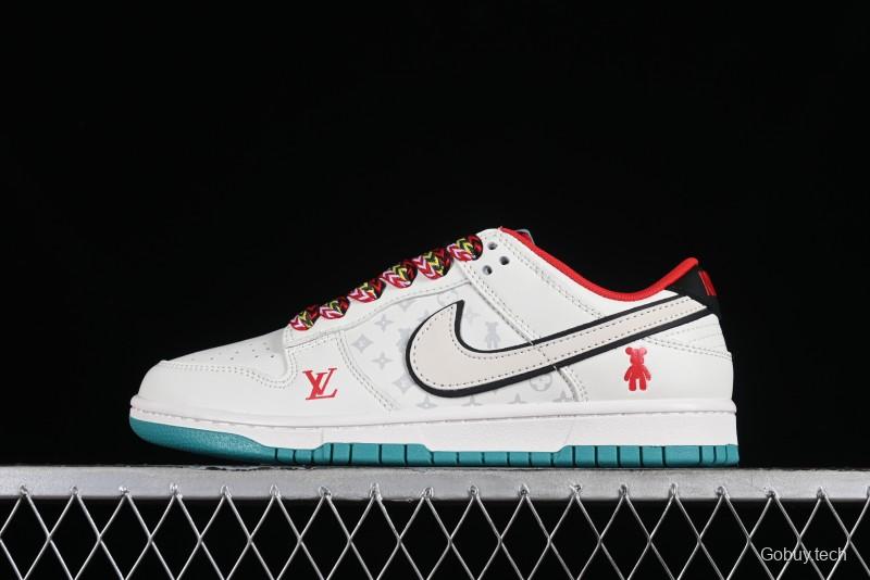 Nike SB Dunk Low LV Collaboration - Beige Violent Bear Anniversary High-End Custom Low-Top Casual Skate Shoes - SJ2068-240