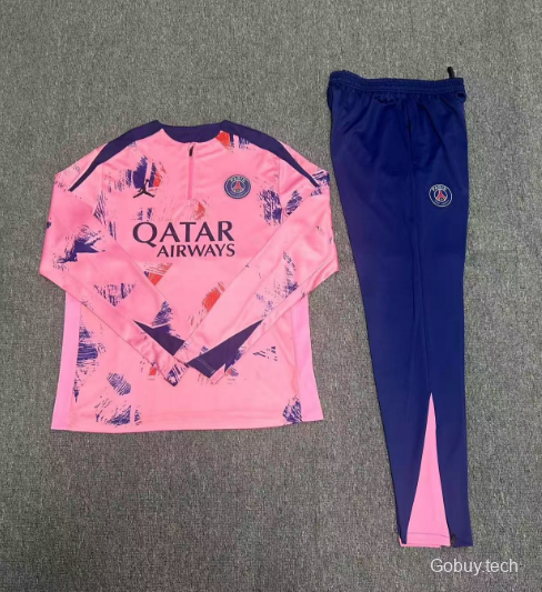 24/25 Kids PSG Pink Half Zipper Jacket+Long Pants