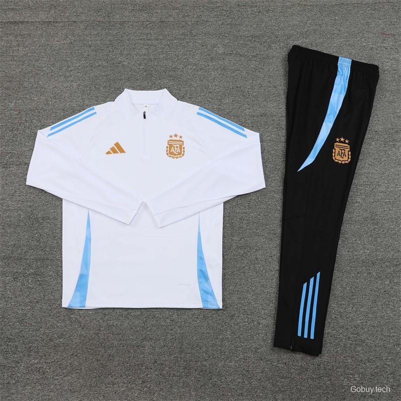 24/25 Argentina White Half Zipper Jacket+Long Pants
