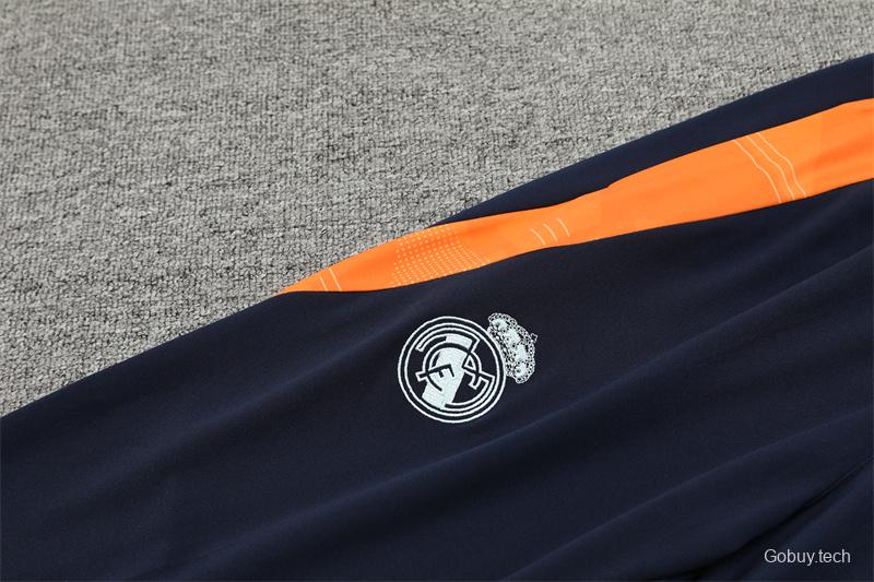 24/25 Real Madrid White/Navy Half Zipper Jacket+Long Pants