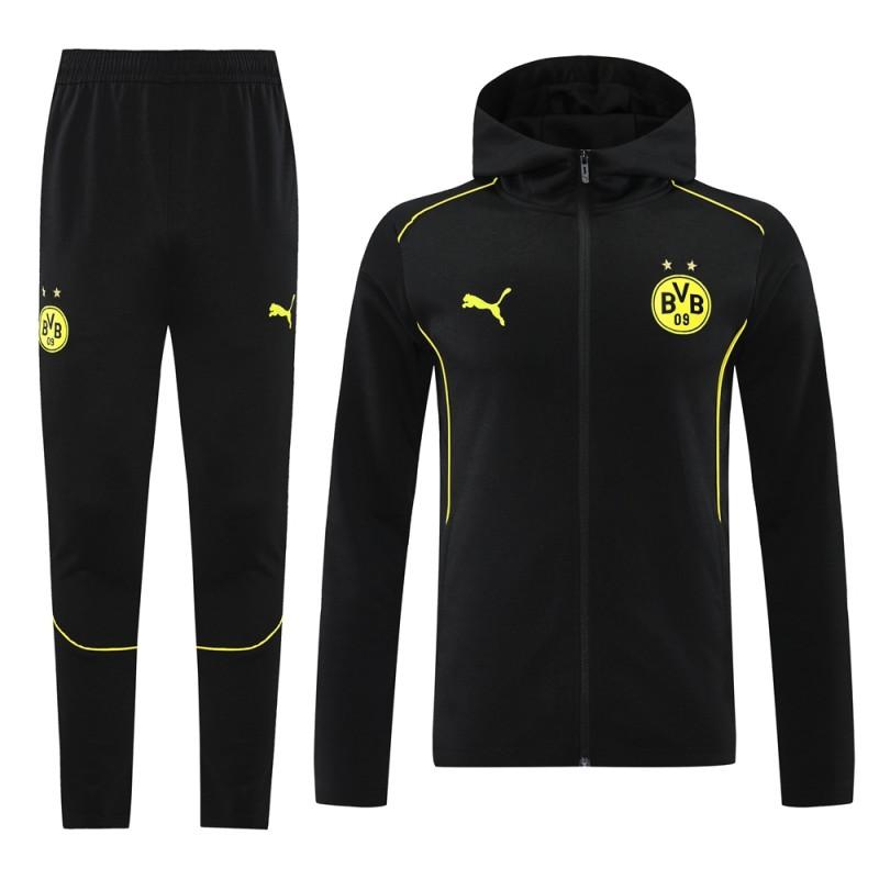 24/25 Borussia Dortmund Black Hoodie Full Zipper Jacket +Long Pants