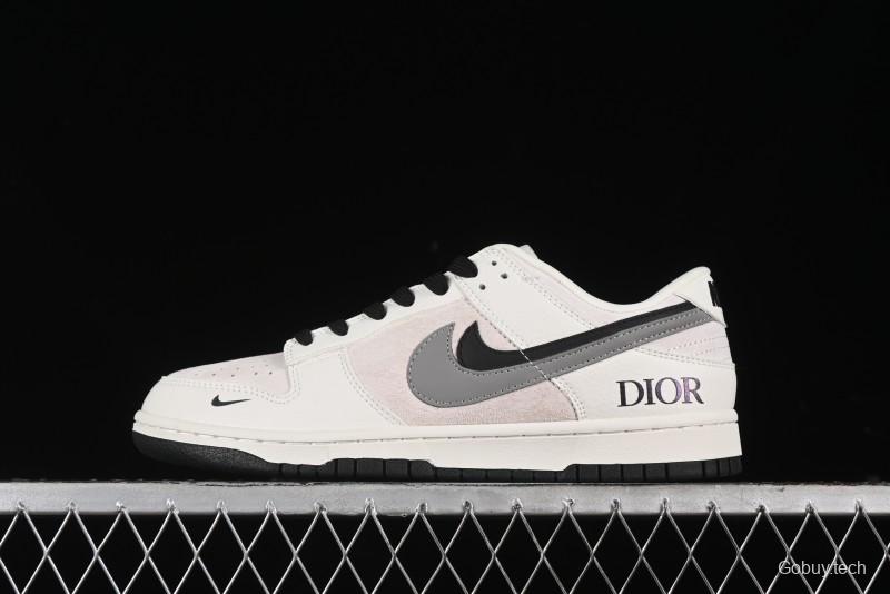 Nike SB Dunk Low Dior Collection - Beige Grey Black Swoosh Anniversary High-End Custom Low-Top Casual Skate Shoes - XD6188-041