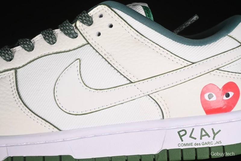 Nike SB Dunk Low Comme des Garçons Collaboration - Woven Beige White Swoosh Anniversary Custom Low-Top Casual Skate Shoes - KK1888-010