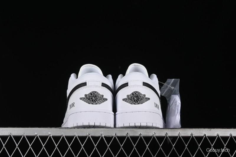 Nike Air Jordan 1 AJ1 Dior Collaboration - White Black Custom Low Top Retro Basketball Shoes - LJ6688-010