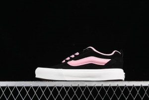 Vans Knu-Skool High Street American Retro Canvas Skate Shoes in Black Pink - VN0009BCRTU
