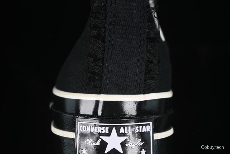 Converse Chuck 1970s High Top Canvas Shoes in Black Lace Punk Style - A10026C