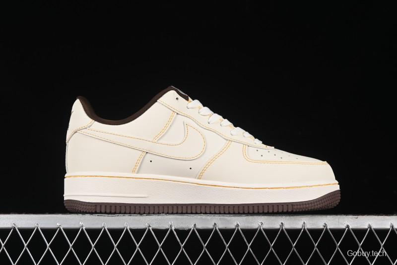 Nike Air Force 1 '07 Low UN Collaboration Casual Sneakers in Off-White with Yellow Stitch - KK3333-002