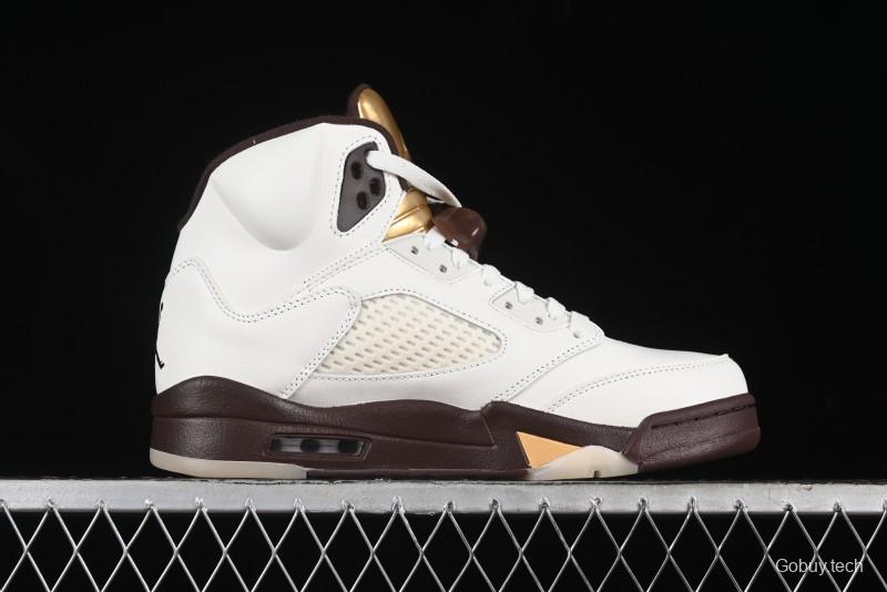 Nike Air Jordan 5 Retro Basketball Shoes in White/Tan - DD9336-200