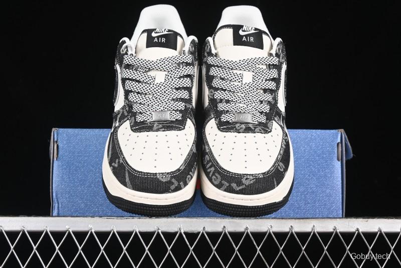 Nike Air Force 1 '07 Low Levi's Collaboration Double Swoosh Beige Black Casual Sneakers - SJ6698-001