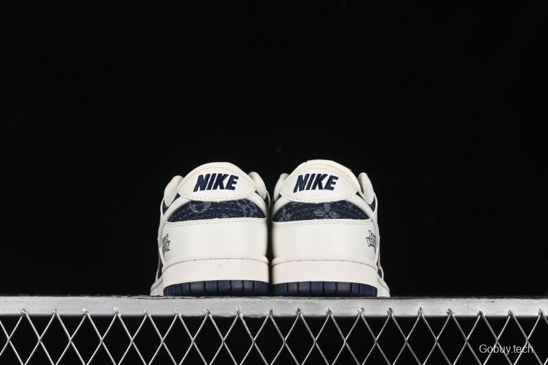 Nike SB Dunk Low LV Collaboration - Light Blue Denim Print Anniversary High-End Custom Low-Top Casual Skate Shoes - XB3802-359