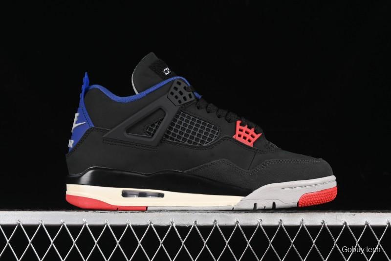 Nike Air Jordan 4 Retro Basketball Shoes in Black, Blue and Neutral Grey - FV5029-003