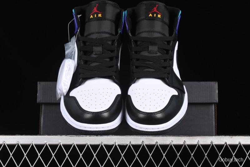 Nike Air Jordan 1 Mid AJ1 Lakers Colorway Black White Purple Mid-Top Casual Sneakers - DQ8426-154