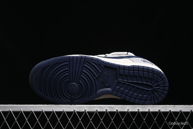 Nike SB Dunk Low Stussy Collaboration - Navy Blue Embroidery Swoosh Anniversary Custom Low-Top Casual Sneakers - SJ2068-296