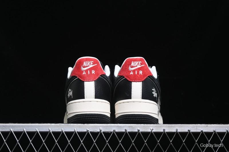 Nike Air Force 1 '07 Low Stussy Collaboration - Beige Black Pattern Red Outsole Low Top Casual Sneakers - XZ6188-339