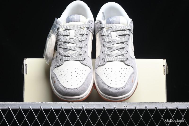 Nike SB Dunk Low Stussy Collaboration - Patchwork Black White Swoosh Anniversary Custom Low-Top Skate Shoes - DM6868-003