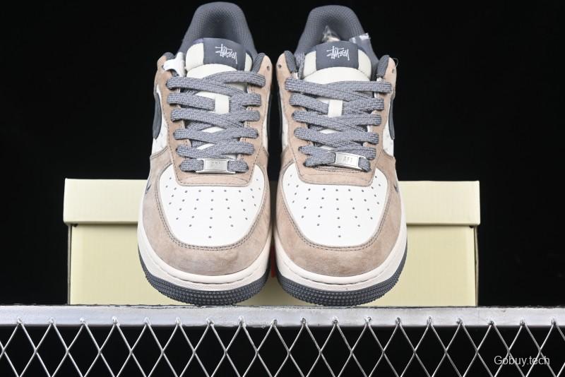 Nike Air Force 1 '07 Low Stussy Collaboration - Lambskin Brown Low-Top Casual Sneakers - XZ6188-888