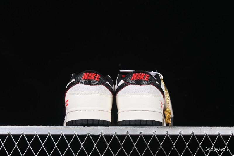 Nike SB Dunk Low Year of the Snake Series - Black Snakeskin with Black Swoosh Anniversary Custom Low-Top Casual Skate Shoes - DM6868-012