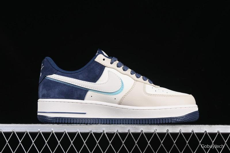 Nike Air Force 1 '07 Low Stussy Collaboration Light Blue White Transparent Swoosh Low-Top Casual Sneakers - DM6688-055