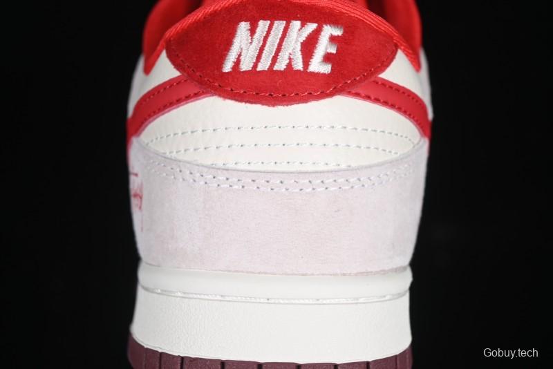 Nike SB Dunk Low Stussy Anniversary Edition Custom Sneakers with Red Swoosh - KK1333-021