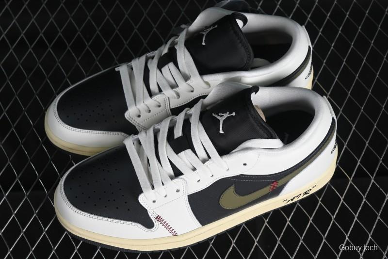 Nike Air Jordan 1 Low AJ1 Custom Black Green Low-Top Culture Casual Sneakers - DC0774-001